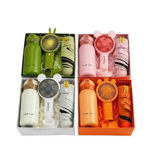 Conjunto de Regalo de Cumpleaños para Mujer: Elegante Ventilador de Mano, Botella Aislada y Paraguas Plegable para Mostrar Cuidado y Atención - Product Image 2