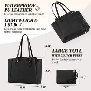 Maletín para Portátil RAINSMORE de 15.6 Pulgadas para Mujer, Impermeable, de Poliéster, con Doble Correa para el Hombro y Cierre de Cremallera, para Oficina o Profesora - Product Image 5