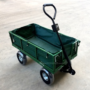 Carrello da Giardino a 4 Ruote Resistente Capacità 350kg con Recinzione Rimovibile in Rete Metallica Piattaforma Multiuso - Product Image 1