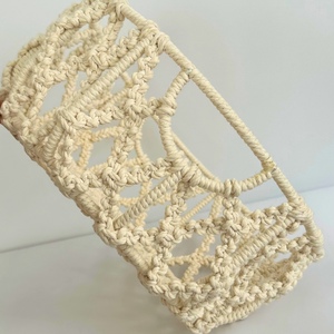 Cesta de almacenamiento de macramé de algodón Natural multifunción estilo artístico para el hogar decorativo de pared disponible en diferentes tamaños - Product Image 2