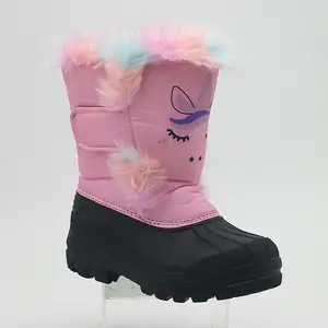 Cute Unicorn Girl Fashion Winter Boots Kids Cartoon Warm Snow Boots