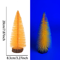 Mini sapin à aiguilles fluorescent bleu UV réactif de 20 cm, avec base en bois, pour décoration de boîte de nuit et de fête sous lumière noire
