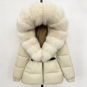 Vente en gros 2025 nouveau hiver doudoune femmes vraie <span class=keywords><strong>fourrure</strong></span> de renard épais chaud 90% blanc duvet de canard manteau <span class=keywords><strong>femme</strong></span> Parkas imperméable - Product Image 2