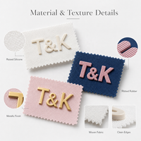 Étiquettes de vêtements personnalisées en silicone 3D en relief et en tissu tissé, étiquettes de marque durables pour vêtements, pour t-shirts
