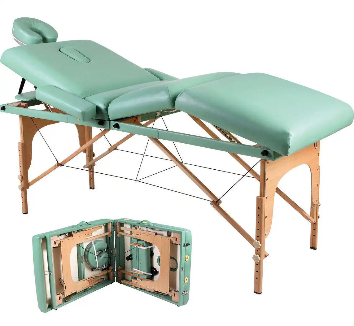 Holz-Massagetisch Schönheitsbett tragbarer Massagetisch Pvc&PU-Leder Packmöbel einstellbarer Holztisch Schönheitsbett