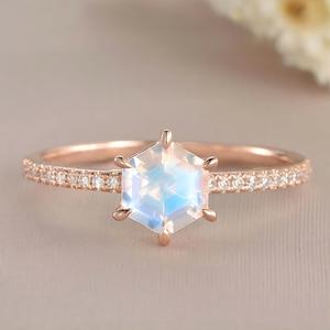 Classic Natural Stone Moonstone Engagement <b>Ring</b> 925 Silver 18K Gold Plated Women's Prong Setting Oval Cut Crown Shape - Product Image 1