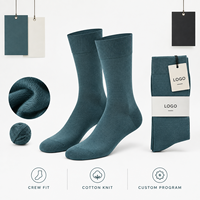 Chaussettes pour hommes en coton et élasthanne, tricot côtelé fin, couleur turquoise pierre, avec talon et bout renforcés, tailles personnalisées