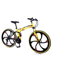 Vélo pliable tout suspendu de montagne OEM, vente en gros, personnalisé, 24, 26, 27 pouces, acier à haute teneur en carbone, vélo pliable VTT
