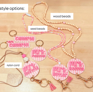 NUEVO Cordón Personalizado Rosa para Tarjetas de Identificación, Regalo de Regreso a Clases, Cierre de Seguridad, Gancho Ajustable, Cordón con Cuentas a la Moda - Product Image 3