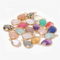 Pendentif en cristal de jade de guérison plaqué or à double trou de 14 mm, accessoires de fabrication de bijoux, cadeau tendance pour femmes