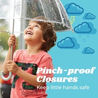 Parapluie à bulles transparent semi-automatique léger de 38 pouces pour enfants avec dôme de protection contre la pluie et le vent pour enfants