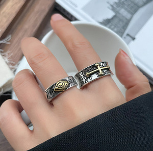 Anillo de cobre bañado en plata con diseño de Ojo de Horus egipcio, estilo bohemio Takahashi Goros de Alta Montaña, NO es de NORTH WORKS, para fiesta - Product Image 2