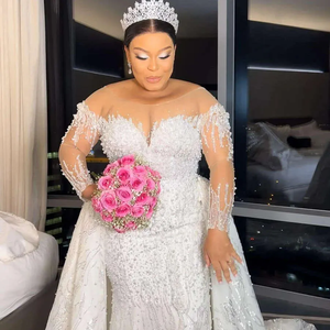 Nuevo diseño africano 2 en 1 vestido de novia vestidos de novia de lujo 2 en 1 más tamaño 2 en 1 vestido de novia - Product Image 2