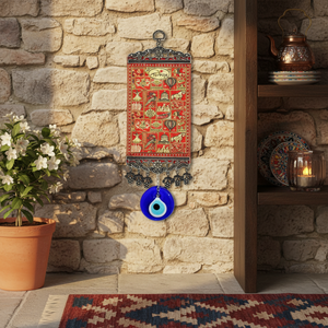Adorno Turco Tejido de Pared de 10 cm con Diseño de Alfombra Turca y Ojo Turco Hecho a Mano de Turquía - Product Image 3