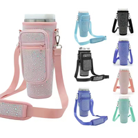 Housse de transport réutilisable en néoprène pour gobelet isotherme 40oz, avec strass tendance, accessoire de bar classique pour bouteille d'eau