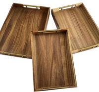 Plateau de service en bois d'acacia écologique jetable pour table basse, avec couvercle, compatible micro-ondes, sans BPA, idéal pour les fêtes