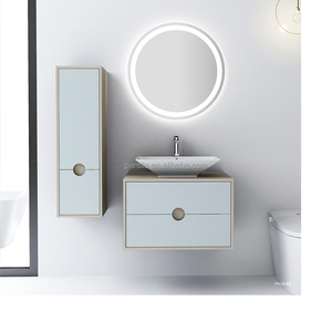 Nouveau produit : Meuble de salle de bain moderne à fixation murale, style américain, en mélamine, armoire haute pour toilettes - Product Image 2