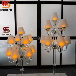 SMOOTH Table Centerpiece Clear Crystal <b>Rod</b> Base White Lampshade 11 Heads Candle <b>Holder</b> for Wedding Home Party Events Decor - Product Image 4