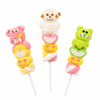 Vente en gros de sucettes en guimauve personnalisées en forme de personnages d'animaux, assorties, halal, sucrées, fruitées, douces et moelleuses, fabriquées en usine