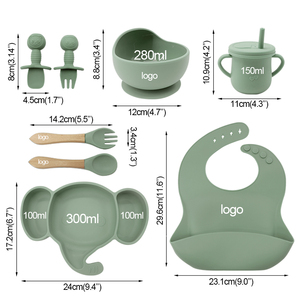 Juego de Alimentación Multifuncional para Bebés, 6 Piezas, Plato de Madera con Diseño de Elefante, Vaso Antiderrames, Tenedor y Cuchara - Product Image 4