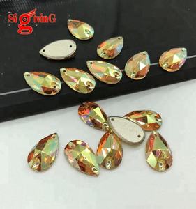 Belle couleur coudre sur cristal strass couleur soleil 17*28mm 3230 forme de goutte pour la fabrication de robes - Product Image 1