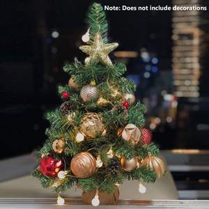 <span class=keywords><strong>Mini</strong></span> <span class=keywords><strong>sapin</strong></span> de Noël artificiel pré-éclairé de 20 pouces, 20 lumières LED blanc chaud, fonctionne sur piles, base <span class=keywords><strong>en</strong></span> toile de jute écologique, pour bureau - Product Image 2