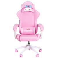Chaise de jeu avec accoudoirs articulés, siège épais, la moins chère, chaise de jeu rose Cinnamoroll avec massage et repose-pieds