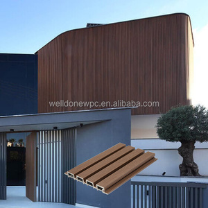 Décoration murale extérieure imperméable Panneau à lamelles Revêtement mural en plastique WPC Sheet Board Prix Maison Revêtement mural cannelé Extérieur - Product Image 2