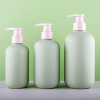 Bouteille à pompe pour lait corporel 200ml 260ml 300ml Bouteille de shampoing cosmétique en plastique HDPE vert avec sensation douce au toucher avec pompe à lotion