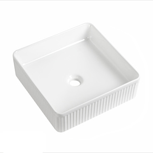 Fábrica china, moderno, minimalista, borde estrecho, cuadrado, redondo, fregadero de cerámica, baño de Hotel, encimera Rectangular, lavabo de mano - Product Image 5