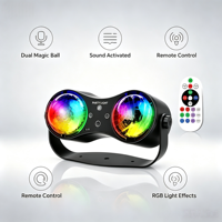 Lumière de fête LED RGB activée par le son, effet aurores boréales, télécommande, double boule magique, éclairage d'ambiance pour discothèque, bar, club