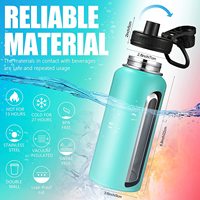 Bouteille d'eau de sport de 32oz Flacons d'eau isolés en acier inoxydable Cantine en métal à large bouche avec couvercle anti-fuite