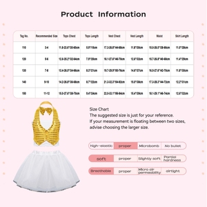 Trajes de baile para niñas, chaleco con purpurina y lazo, falda tutú blanca, conjunto de disfraz para actuaciones para niños de 3 a 12 años - Product Image 6