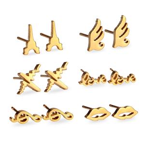 Boucles d'oreilles clous plaquées or 18 carats, modèle coréen pas cher, très vendues, givrées pour usage quotidien - Product Image 2