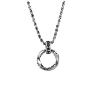 Dinle Braided <b>Titanium</b> Steel Necklace Geometric Pendant Men's <b>Chain</b> Colorfast Daily Wear Gift Accessory - Product Image 2
