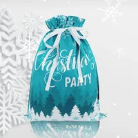 Grands sacs cadeaux de Noël en plastique réutilisables avec cordon de serrage, personnalisables, emballage cadeau de fête en gros
