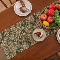 Taplak Meja Yiqi Rhyme Jacquard Motif Bunga Taman Hijau dengan Rumbai, untuk Meja Makan, Panjang, Tebal, Vintage, Tahan Lama, untuk Rumah, Hotel, Pabrik