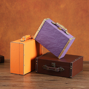 Boîte de rangement en cuir rétro, grande capacité, couvercle rabattable, organisateur de bijoux, étui décoratif pour la maison, couleur unie 1122A - Product Image 2