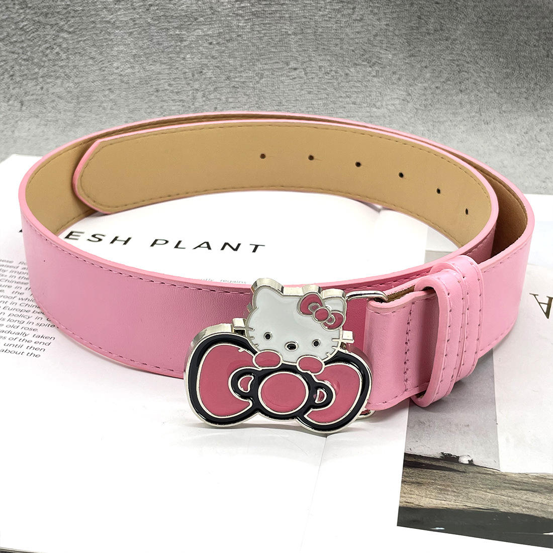 Ceinture chat kt noeud [rose] - longueur totale 105 cm largeur de bande 3,2 cm