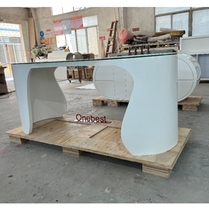 Trắng corian bàn làm việc mới nhất thiết kế văn phòng bàn Tên tấm hiện đại Ông Chủ văn phòng bàn với đèn - Product Image 5