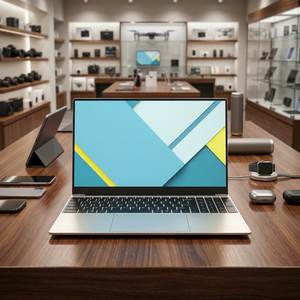 Laptop Sottile da 15.6 Pollici, Intel N4000, 8GB RAM, 128GB SSD, <span class=keywords><strong>Bluetooth</strong></span>, Tastiera Inglese, Notebook Economico Disponibile - Product Image 1