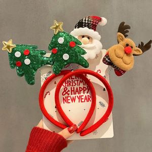 Christmas Kids Antler Headband Sweet Handmade Hair Clip Holiday Party Costume Cosplay Headdress with Glass Drill & Santa <b>Bow</b> - Product Image 1