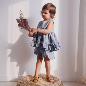 Vendita all'Ingrosso OEM/ODM Personalizzazione Nuovi Arrivi Primavera-Estate Abiti con Volant e Arricciature in Cotone e Lino per Ragazze - Product Image 2