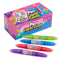 Vente en gros de bonbons liquides super acidulés en forme de stylo gel, avec des bonbons gélifiés ronds et moelleux, et des bonbons liquides à presser personnalisés (confiture liquide), OEM Marque Privée