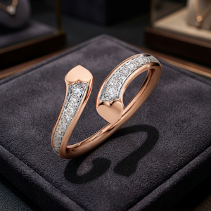 Bague moderne en diamant de laboratoire en forme de cœur ouvert pour femme, or 10K 14K 18K et argent 925 935, bijoux fins romantiques - Product Image 1