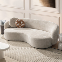 Ensemble de canapés en tissu bouclé Teddy moderne et luxueux, design italien incurvé, meubles de salon pour villa et appartement