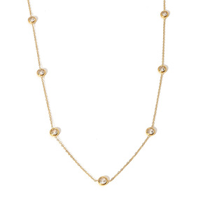 Collar de Acero Inoxidable Chapado en Oro de 18K con Piedra Redonda de Circonita Cúbica para Mujer, Impermeable e Hipoalergénico - Product Image 1