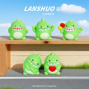 Figurine de dinosaure de dessin animé Lanshuo, ornement de bureau 3D, modèle d'animal mignon à dents saillantes, jouet de collection, décoration - Product Image 1