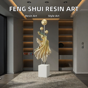 Escultura de Pez de Resina Estilo Chino, Adorno Feng Shui, Estatua Pintada a Mano con Aletas Doradas para Decoración de Sala de Estar o Mueble de TV - Product Image 2