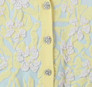 Pull en jacquard floral à manches bouffantes et col en V pour femmes, personnalisé OEM et ODM, doux, printemps-été 2025 - Product Image 5